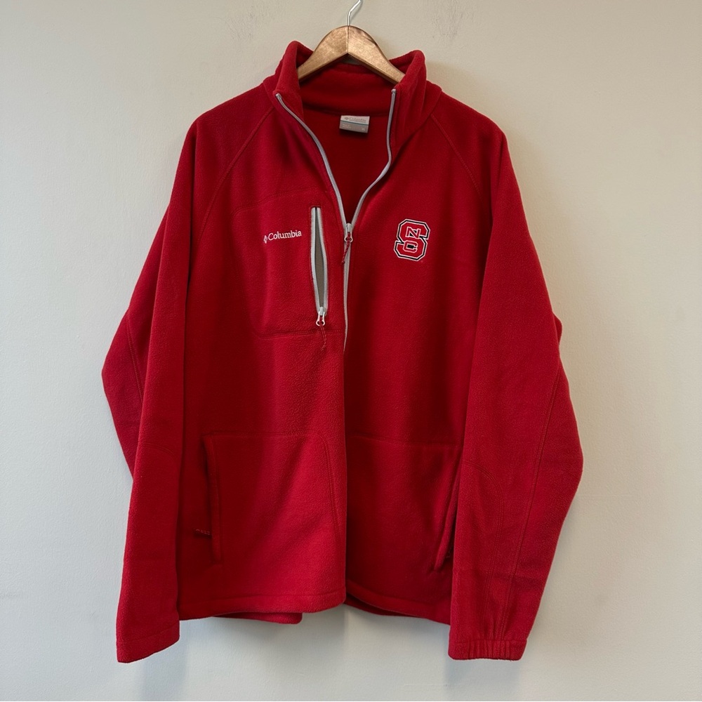 Columbia Red Fast Trek II Full-Zip Fleece Jacket with NC State Logo